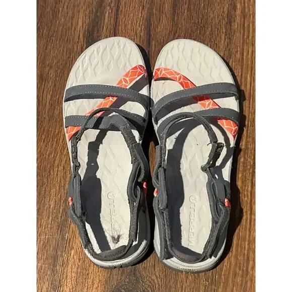 Merrell Sandals Siren Cardia Q Form 2 Hiking Active Strappy Sandals Gray Orange - Picture 2 of 10